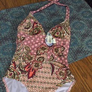 Prana Lahari One Piece Swimsuit Womens XS Cosmo Pink Fleur D'amour